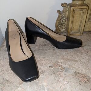 Naturalizer Genuine Leather Black Chunky Heels Classic Shoes sz 10